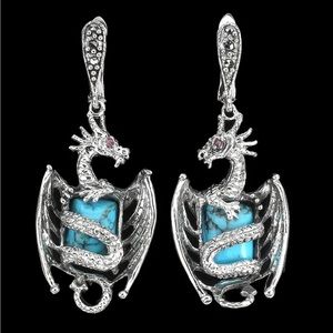 Turquoise Ruby Marcasite Earrings